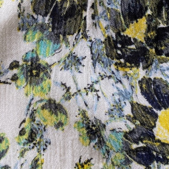 Free People Washed Ashore Floral Boho Ivory / Green Mini Dress Size Large - Picture 7 of 12